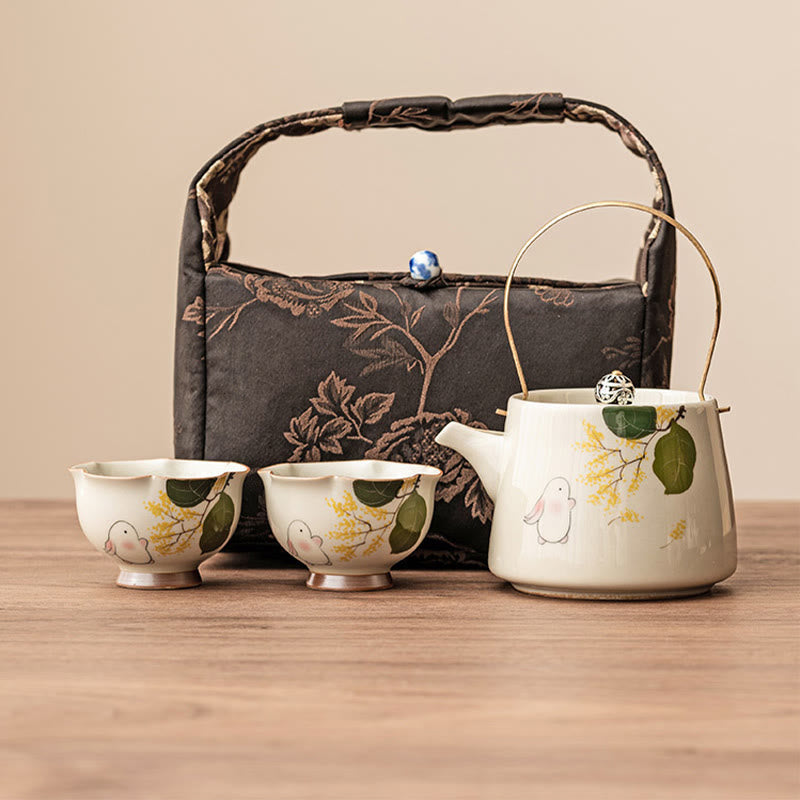 40ml Osmanthus Rabbit Ceramic Teacup for Kung Fu Tea Ritual