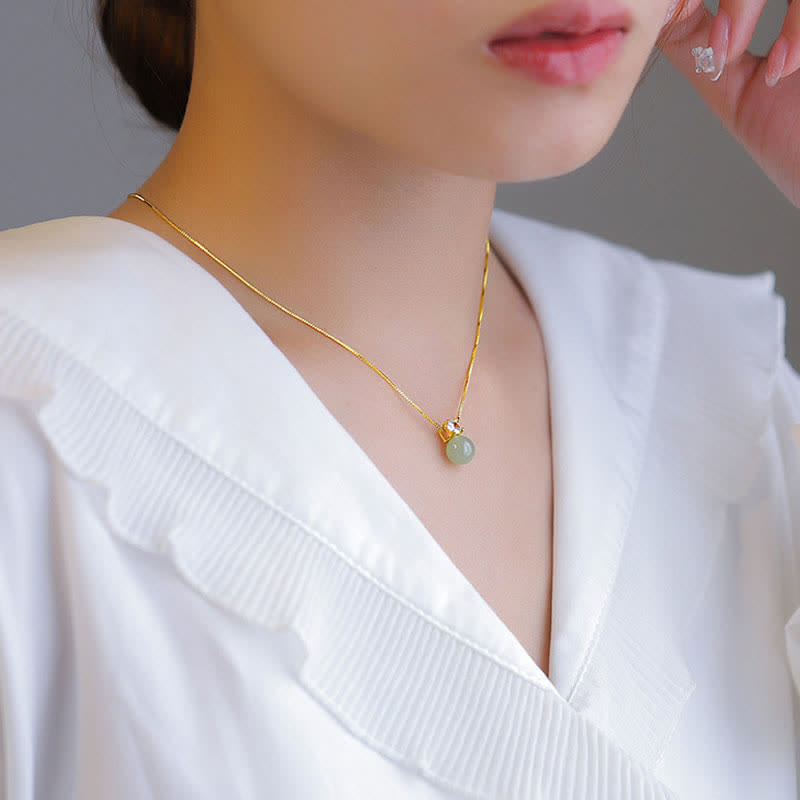 Lucky Bead Jade Prosperity Chain Pendant Necklace