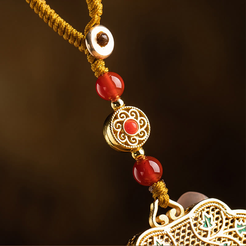 Agate Fu Character Key Chain for Good Luck & Blessing