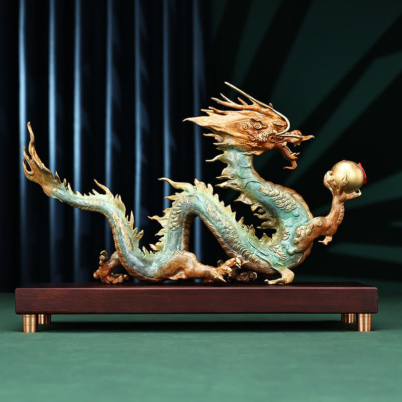 Brass Dragon Office Decoration | Feng Shui Luck Success 31cm