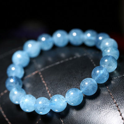 8mm Aquamarine Healing Beads Peace Bracelet