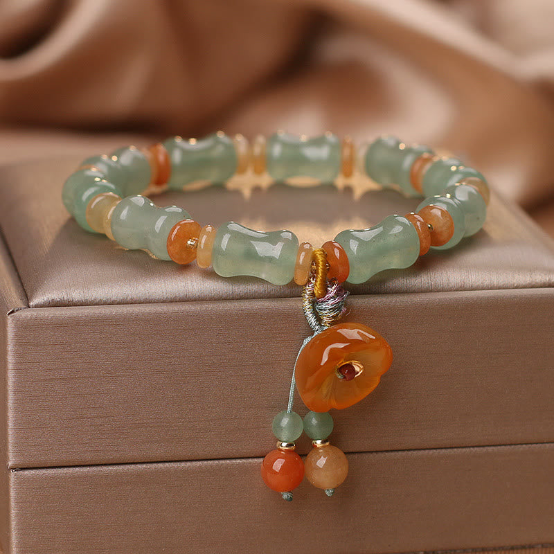 Jade Bamboo Flower Luck Bracelet for Prosperity & Growth