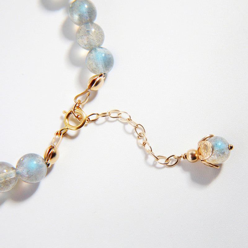 Moonstone Strawberry Quartz Pixiu Bracelet for Wealth & Love