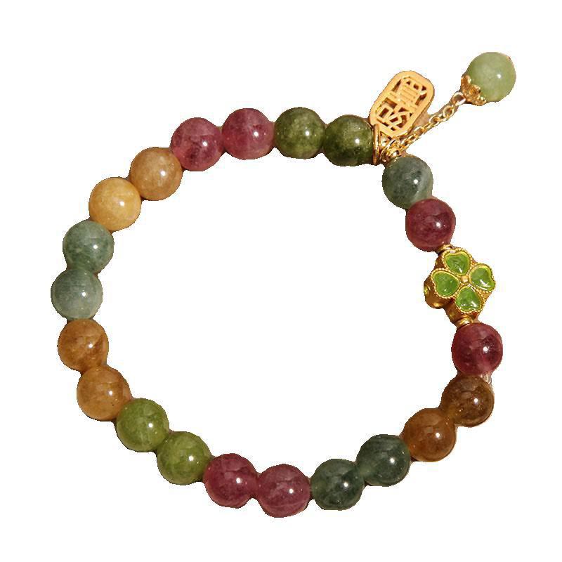 8mm Tourmaline Jade Four-leaf Clover Positive Bracelet