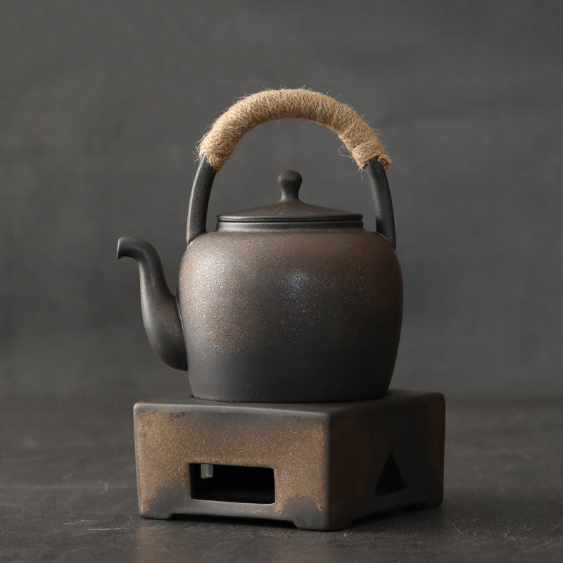 700ml Retro Brown Ceramic Gongfu Teapot with Base