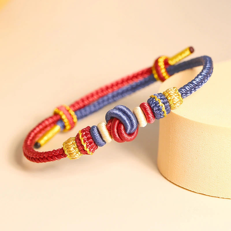 Handcrafted Two-Color Peace Knot Red String Bracelet