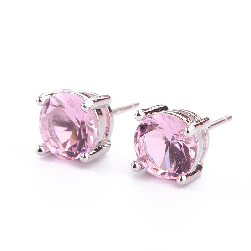 Unisex Natural Amethyst Love Earrings with Various Gemstones 7mm