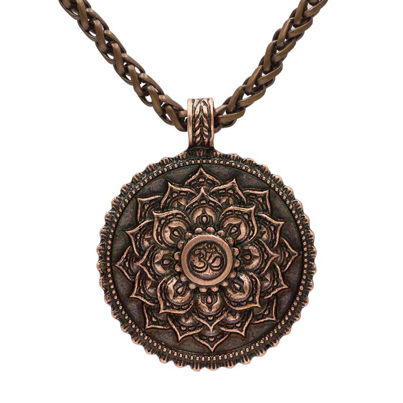 Unisex Electroplated Om Mani Padme Hum Necklace with Lotus Pattern
