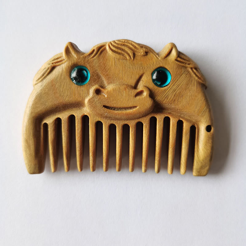 Chinese Zodiac Green Sandalwood Mini Peace Comb