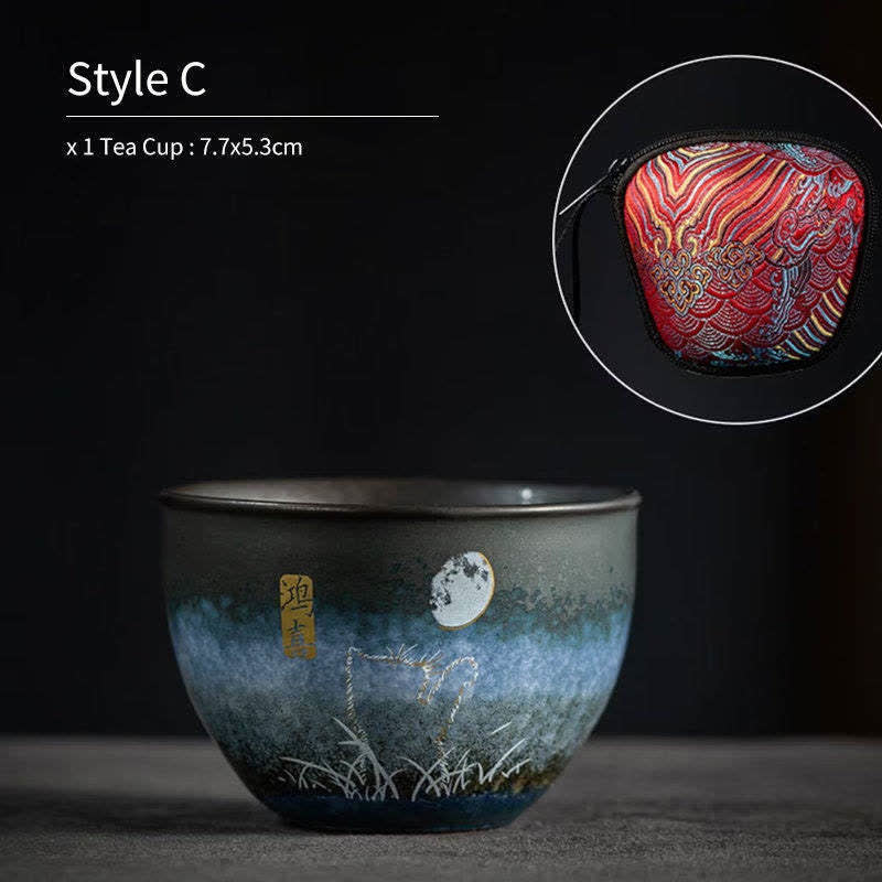 Ceramic Black Cat Tea Cup 140ml - Japanese Tableware