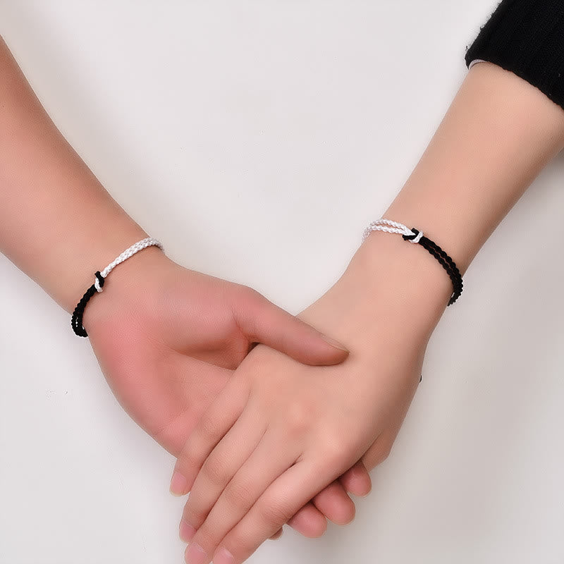 Handmade Black White Rope Braided Red String Bracelet for Protection