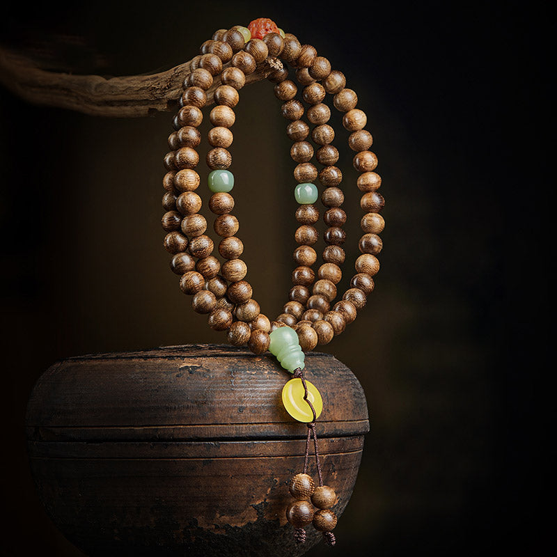 8mm Agarwood Jade Wood Mala Beads Bracelet for Balance