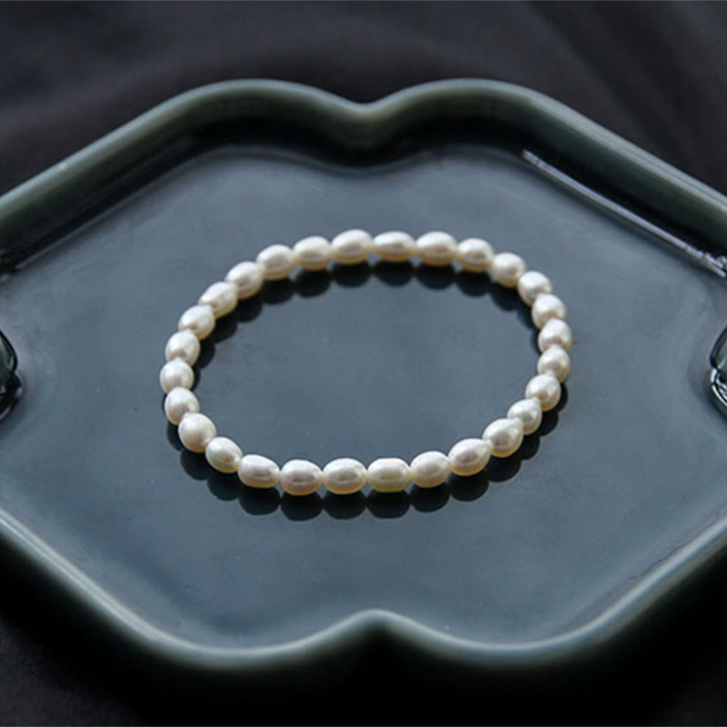 Natural Pearl Healing Beaded Bracelet 4-5mm for Optimism