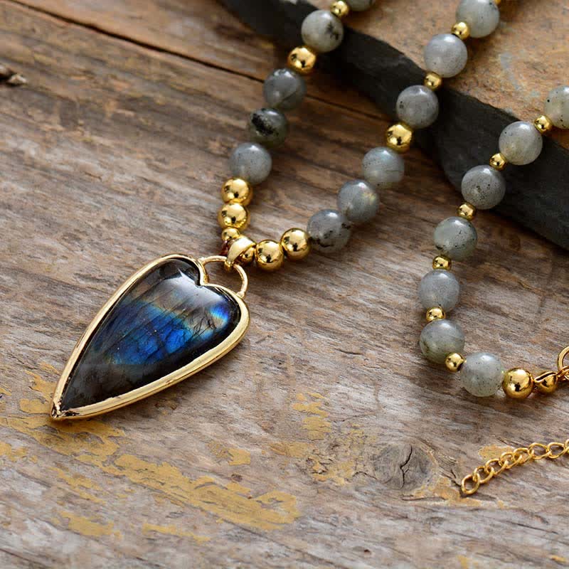 Labradorite Support Healing Necklace Pendant 45cm
