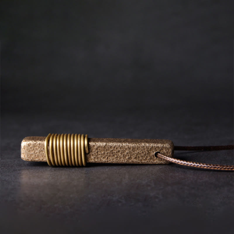 Copper Vintage Textured Wealth Necklace for Spiritual Luck