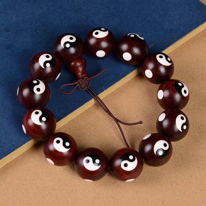 Small Leaf Red Sandalwood Yin Yang Bracelet 20mm