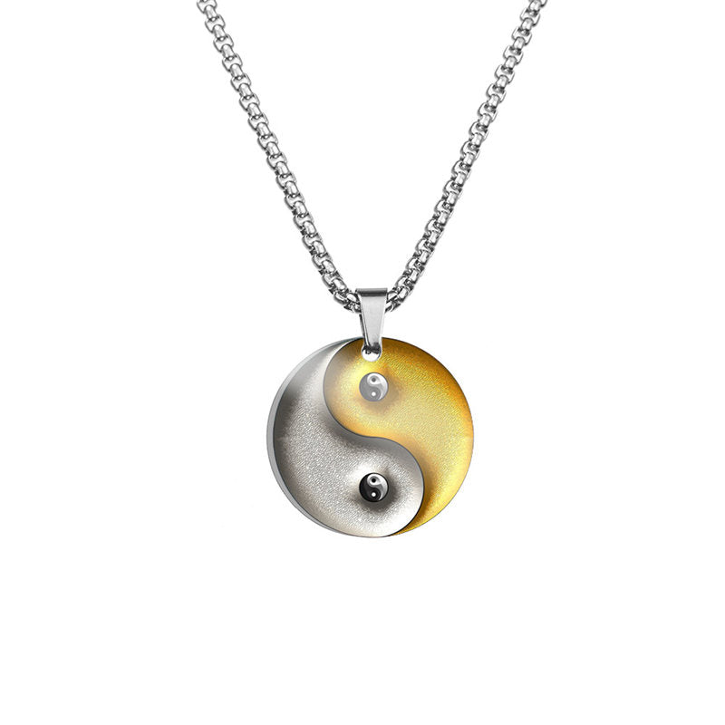 Titanium Steel Yin Yang Koi Fish Harmony Necklace