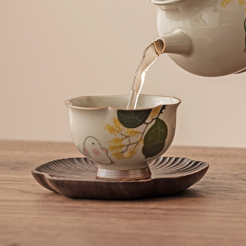 40ml Osmanthus Rabbit Ceramic Teacup for Kung Fu Tea Ritual