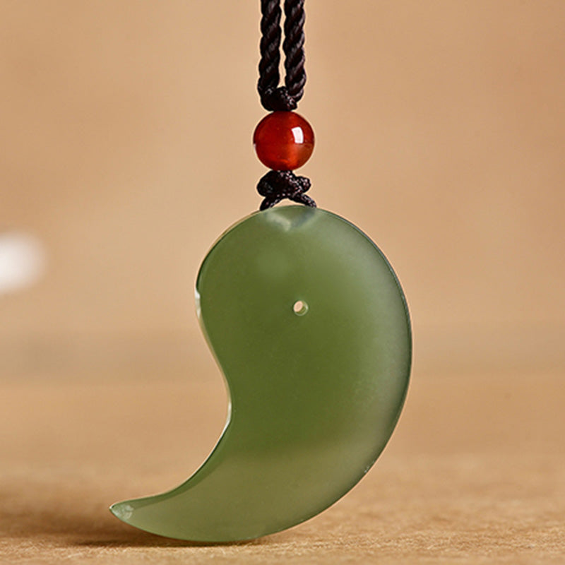 Yin Yang White Jade Cyan Jade Protection Necklace