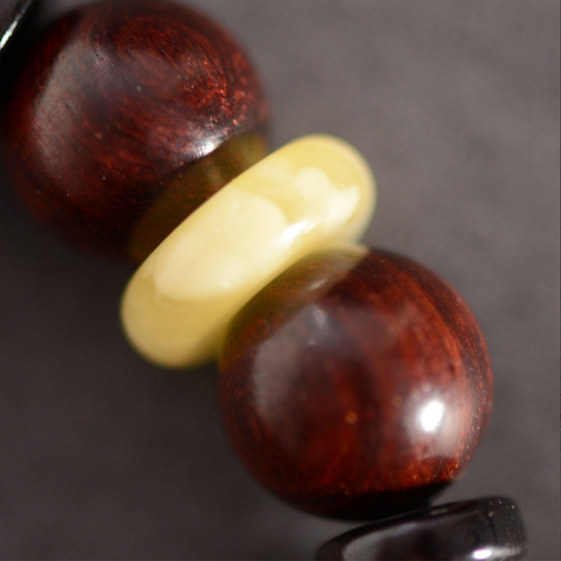 10mm Small Leaf Red Sandalwood Om Mani Padme Hum Protection Bracelet