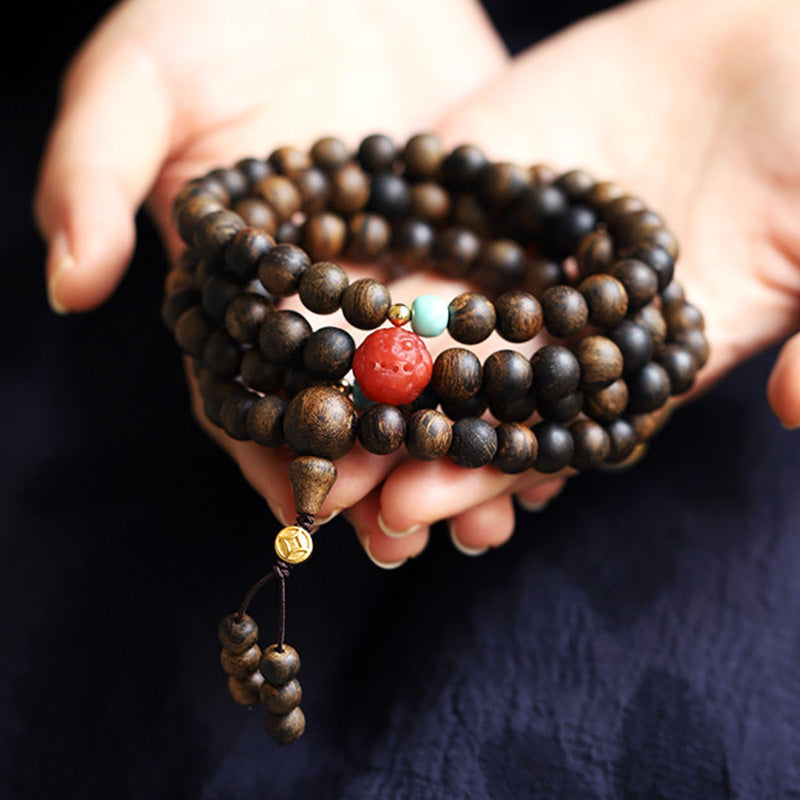 108 Beads Agarwood Wood Mala Bracelet for Meditation Peace