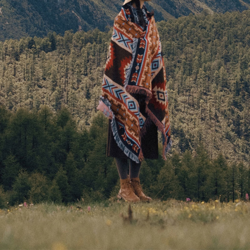 Geometric Tibetan Blanket 90x180cm Warm Comfortable Throw