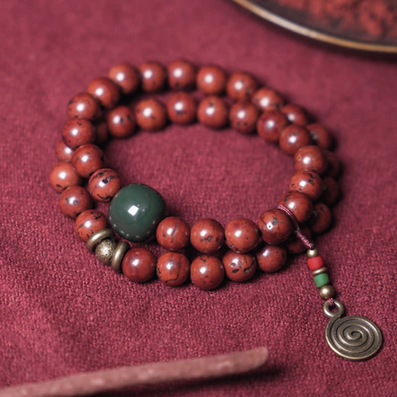 8mm Bodhi Seed Cyan Jade Copper Peace Bracelet