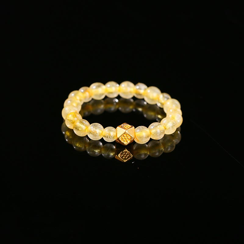 3mm Golden Rutilated Quartz Elastic Ring