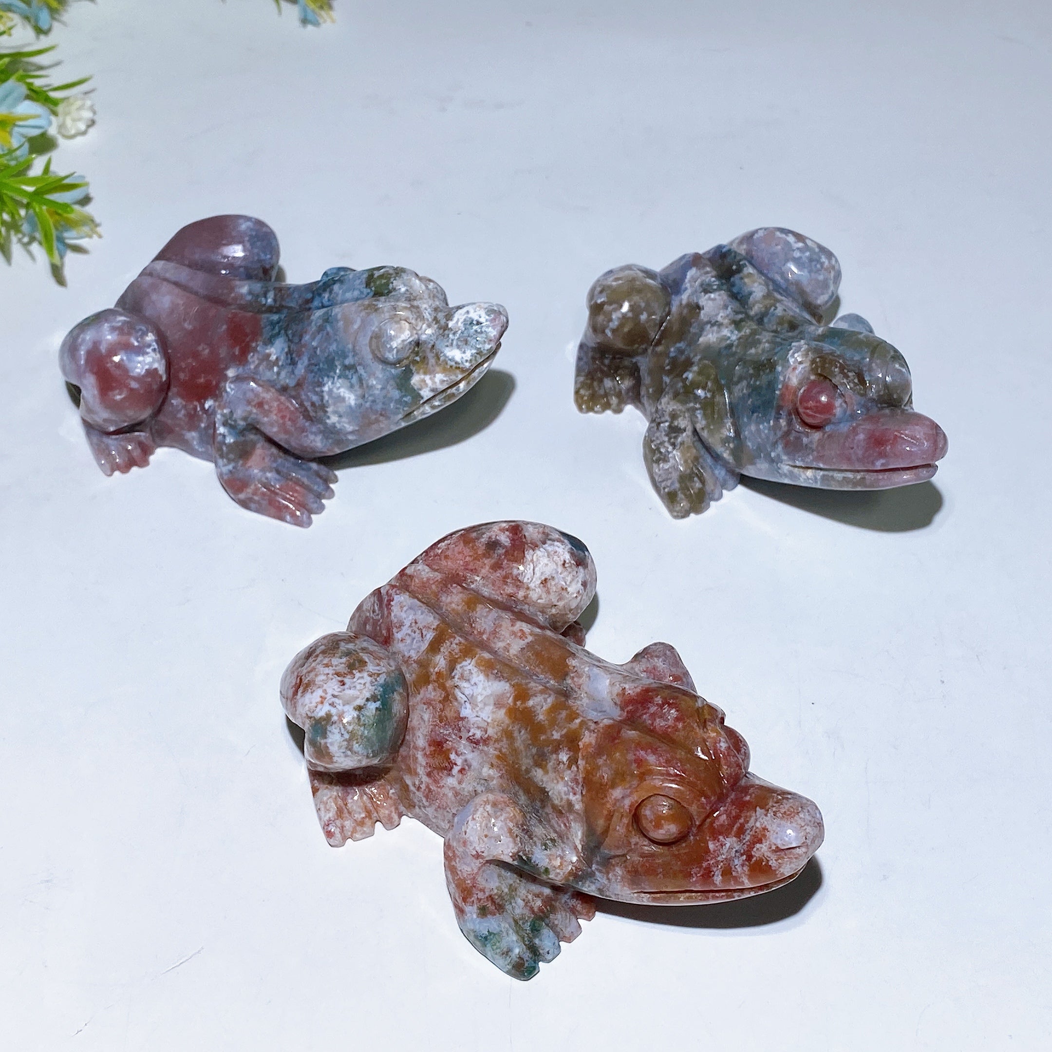 4.0-4.2" Ocean Jasper Frog Carving for Healing