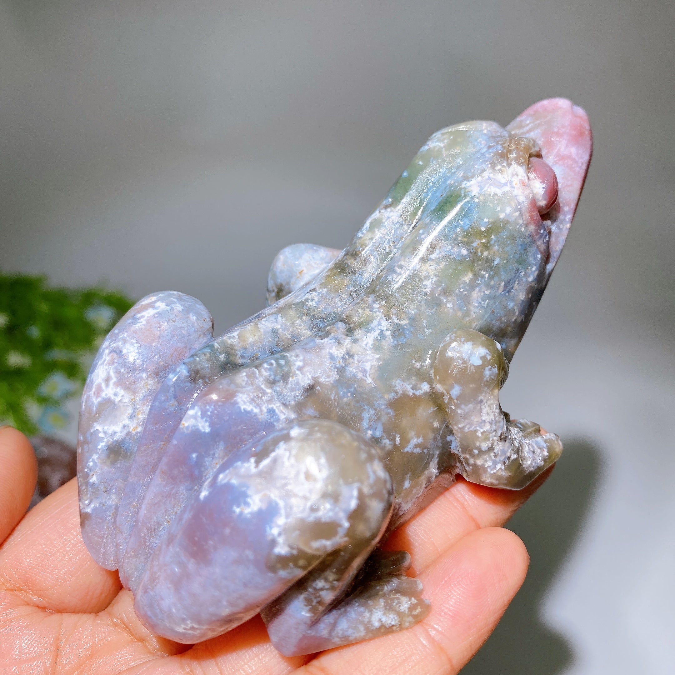 4.0-4.2" Ocean Jasper Frog Carving for Healing