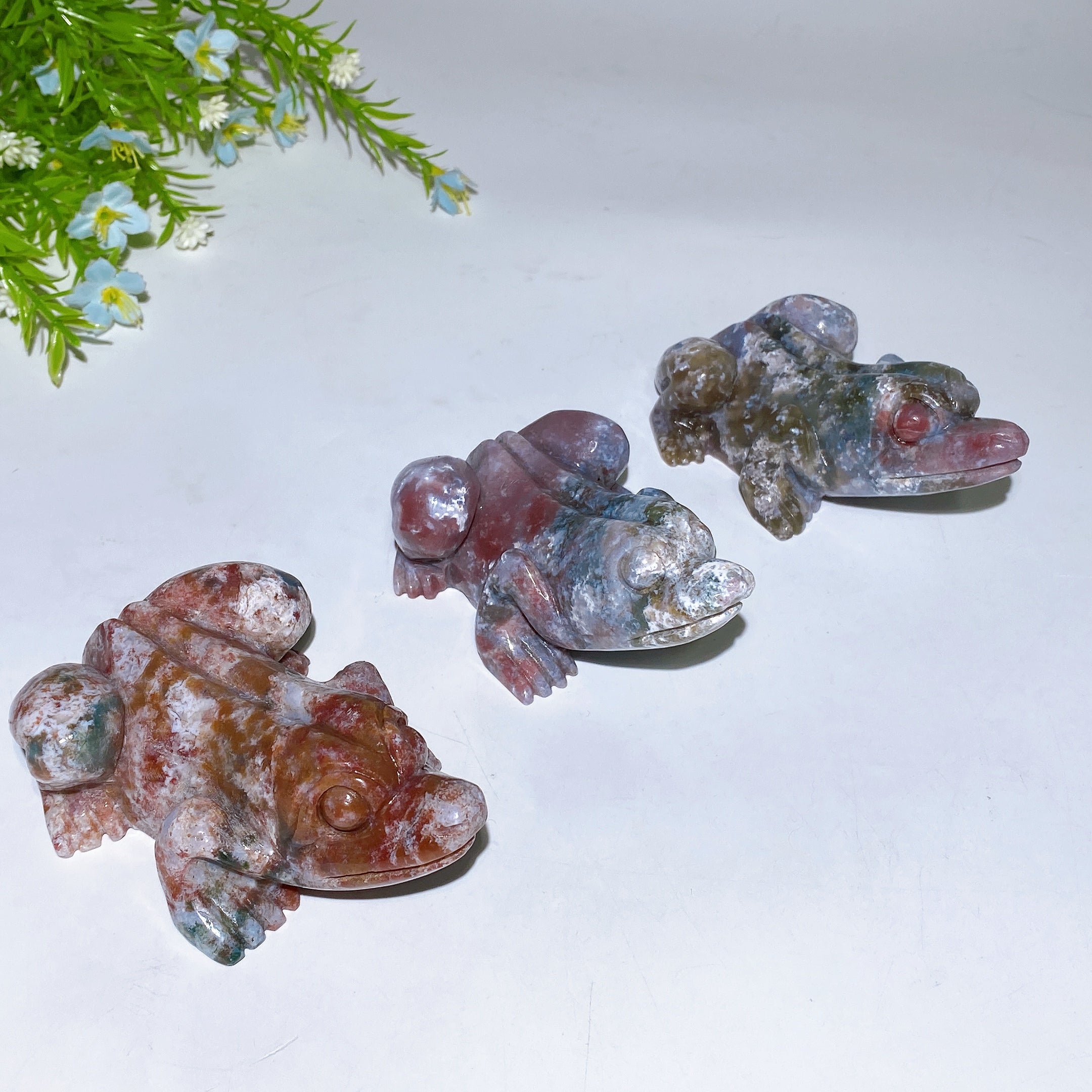 4.0-4.2" Ocean Jasper Frog Carving for Healing