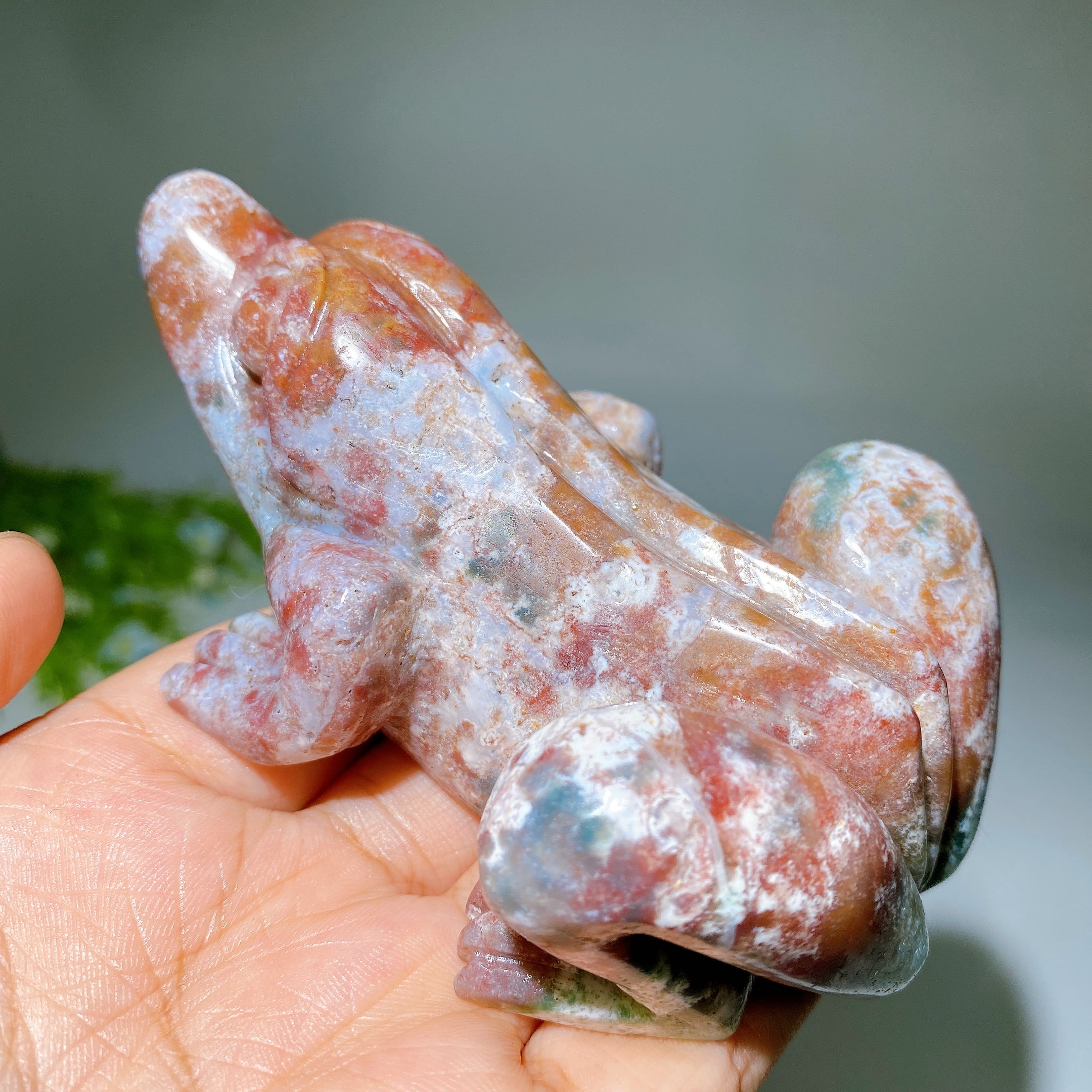 4.0-4.2" Ocean Jasper Frog Carving for Healing