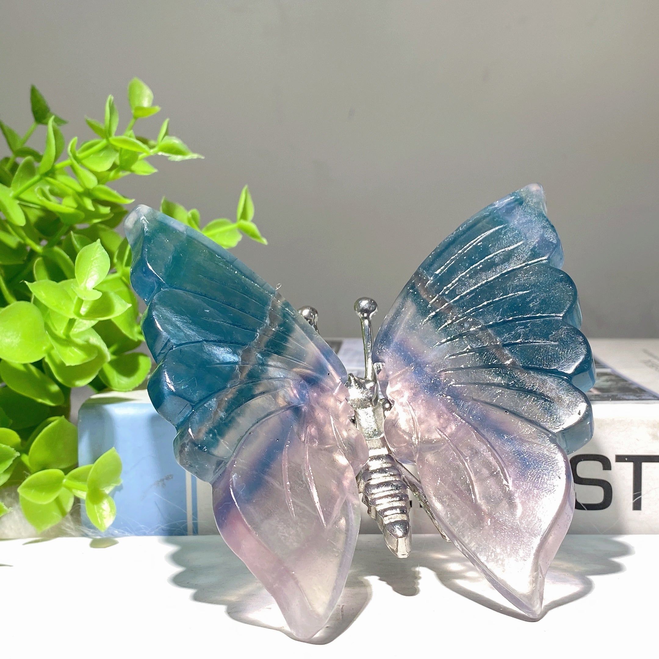 4.0-4.8" Fluorite Crystal Animal Carvings - Butterfly & Dragonfly