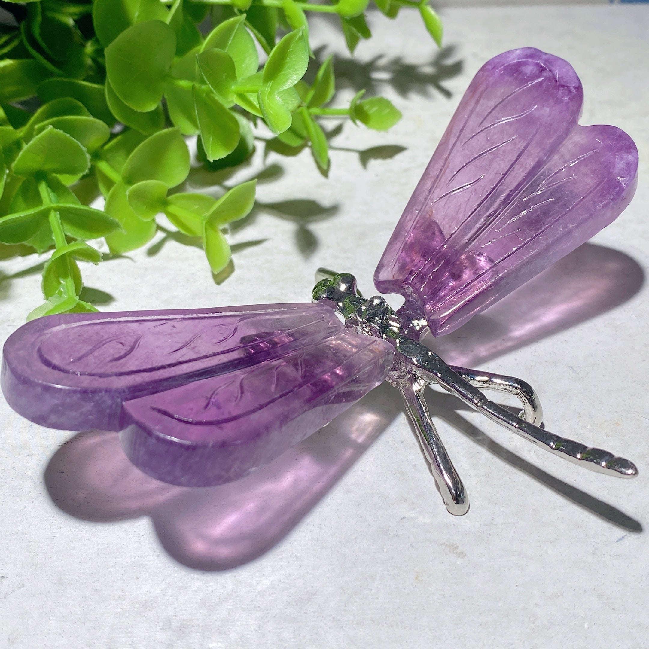4.0-4.8" Fluorite Crystal Animal Carvings - Butterfly & Dragonfly