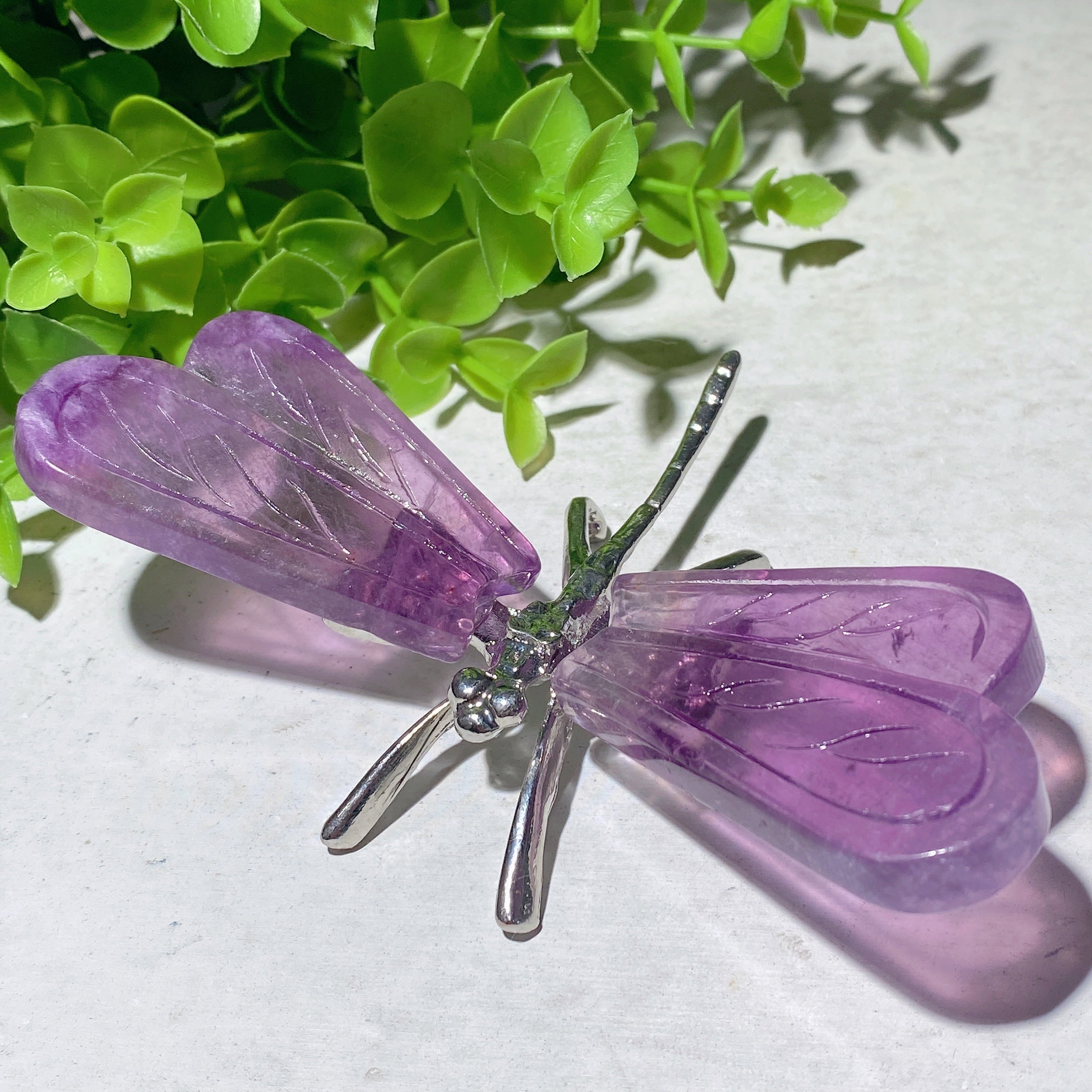 4.0-4.8" Fluorite Crystal Animal Carvings - Butterfly & Dragonfly