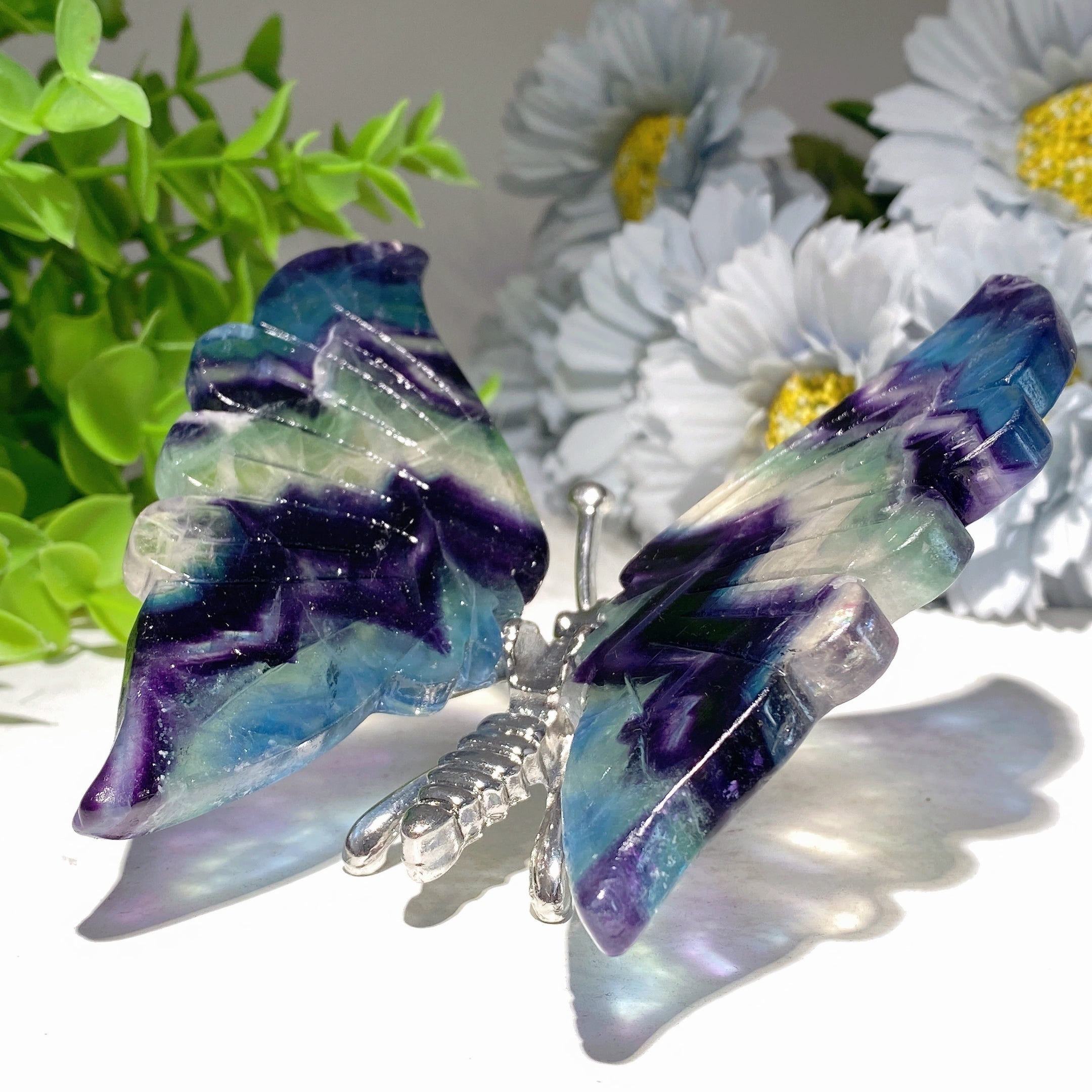 4.0-4.8" Fluorite Crystal Animal Carvings - Butterfly & Dragonfly