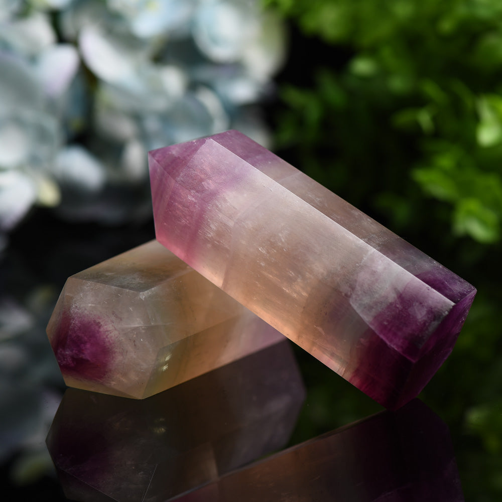 4.0-5.0 Inch Rainbow Fluorite Crystal Tower for Healing