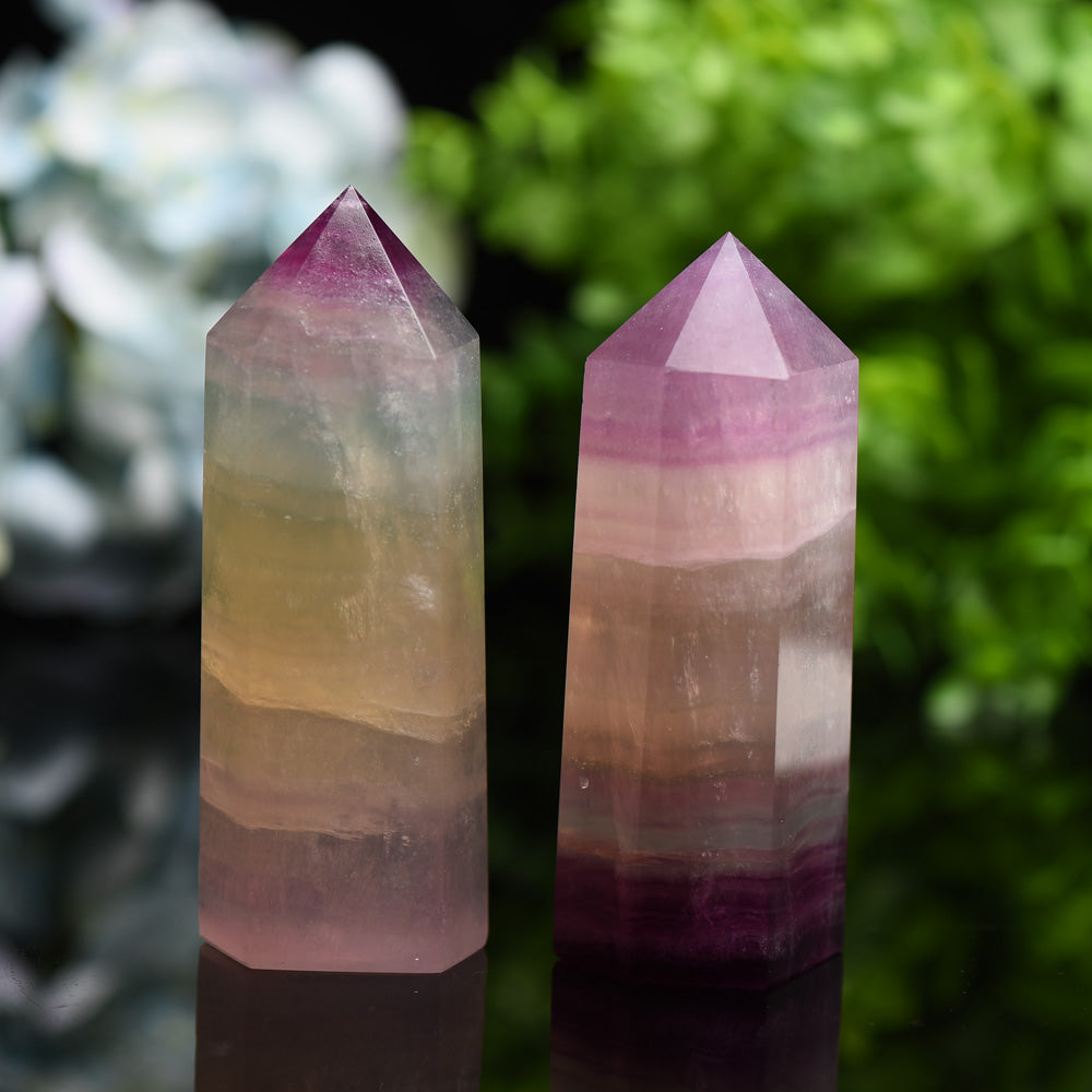 4.0-5.0 Inch Rainbow Fluorite Crystal Tower for Healing
