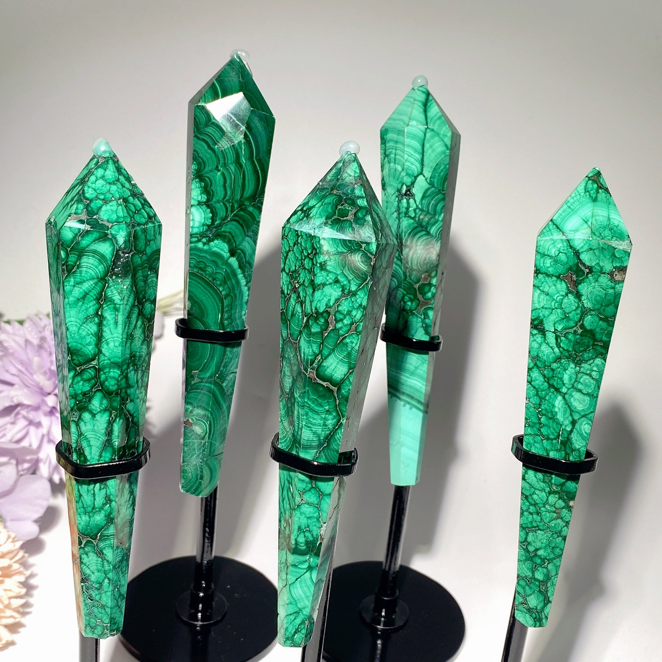4.0-5.2 Inch Malachite Healing Wand for Energy & Chakra