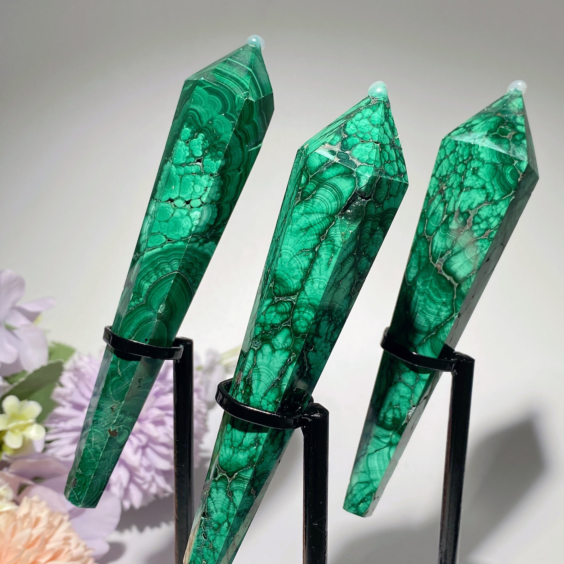 4.0-5.2 Inch Malachite Healing Wand for Energy & Chakra