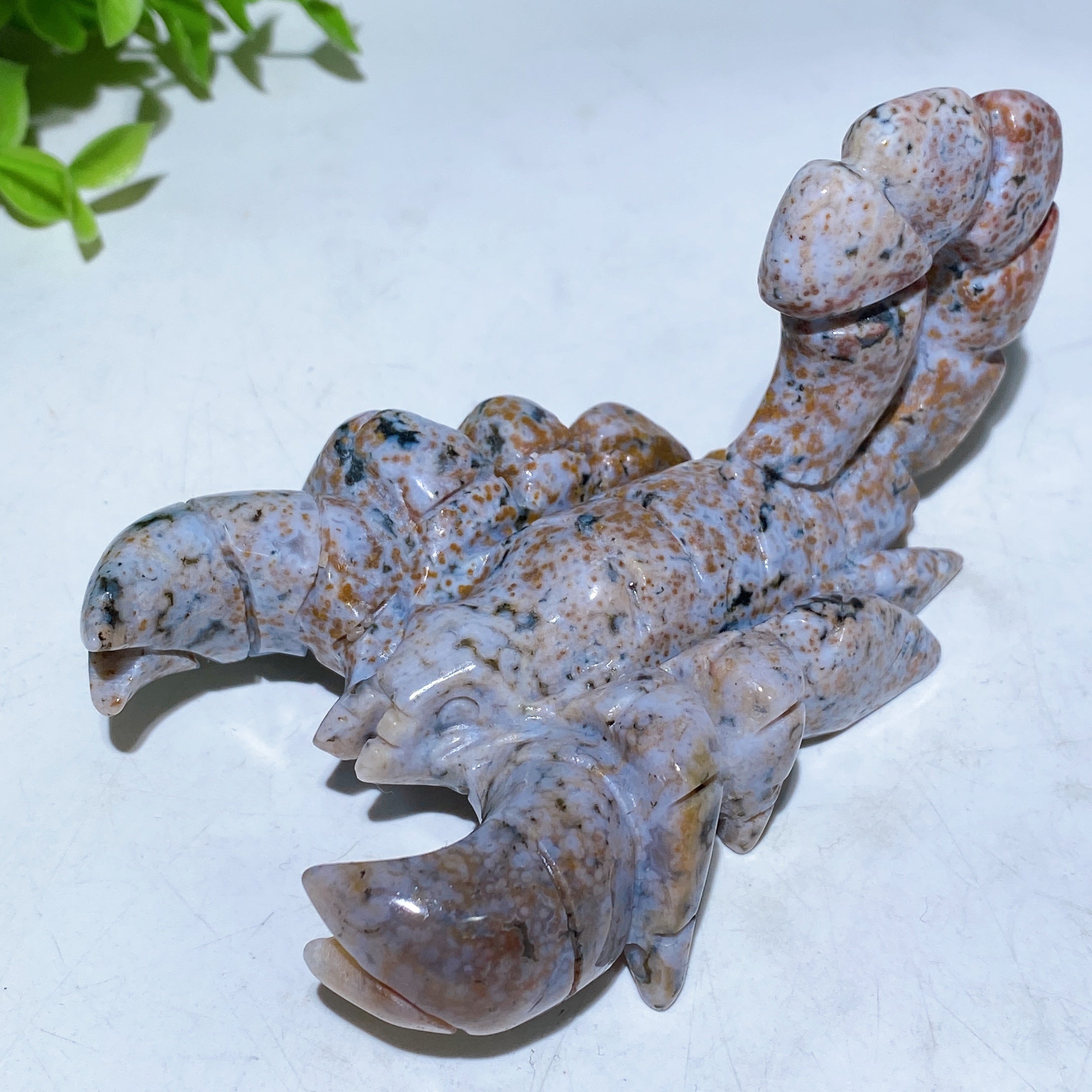 4.0" Hand Carved Ocean Jasper Crystal Scorpion Figure
