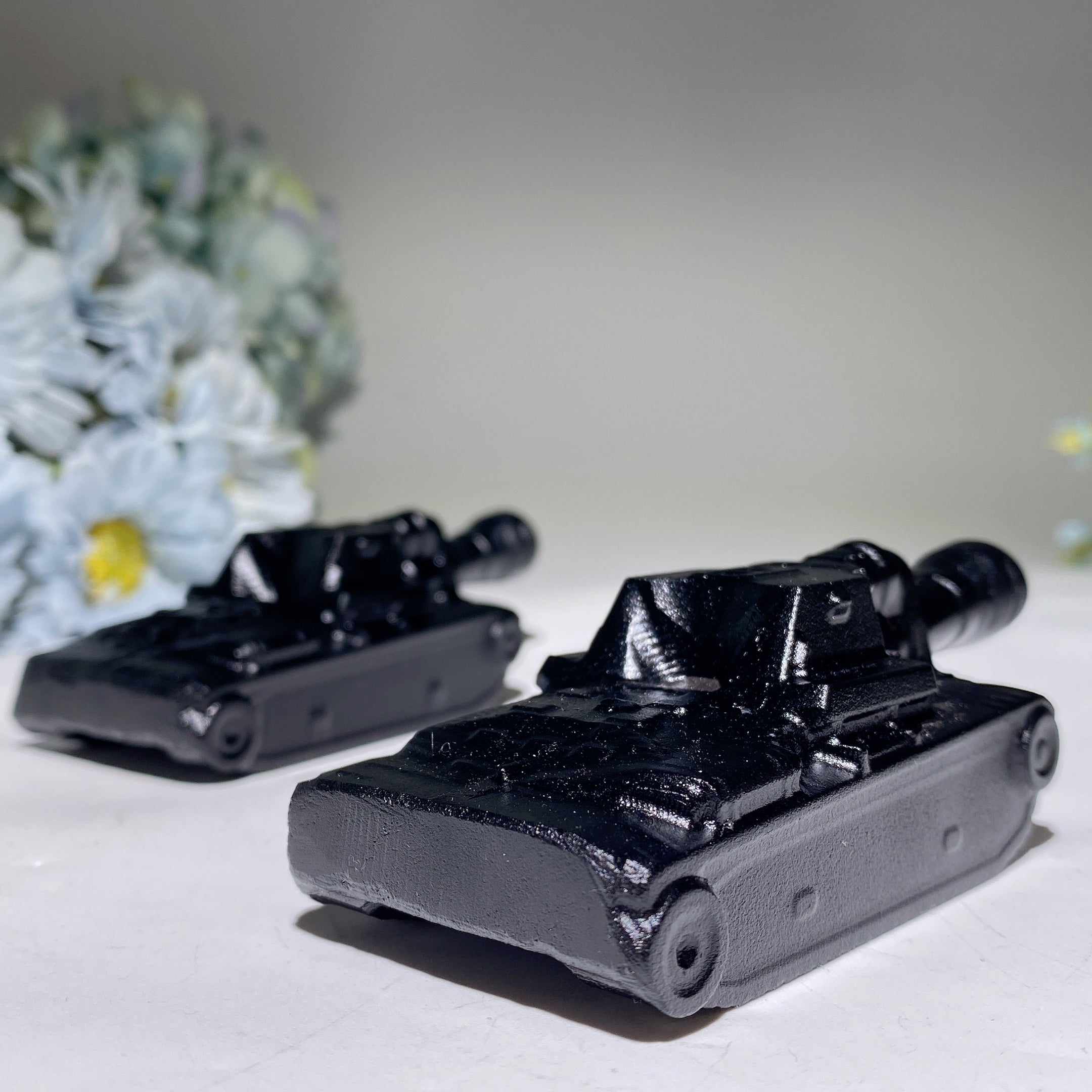 4.0 Inch Black Obsidian Tank Crystal Figurine for Healing