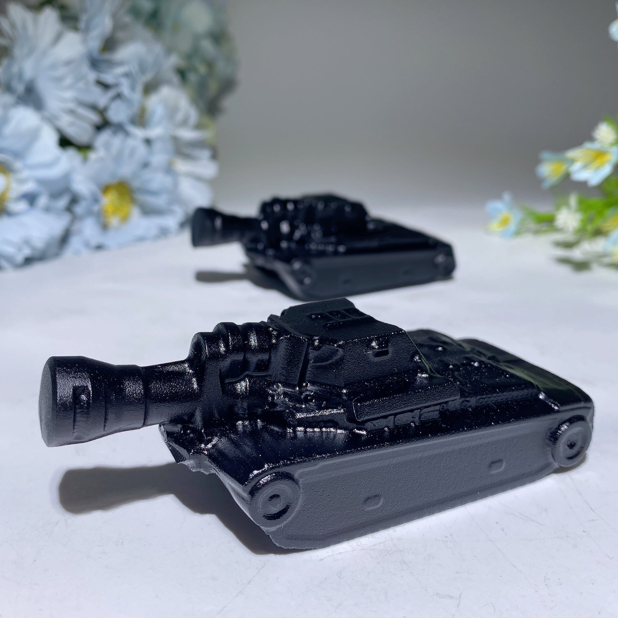 4.0 Inch Black Obsidian Tank Crystal Figurine for Healing