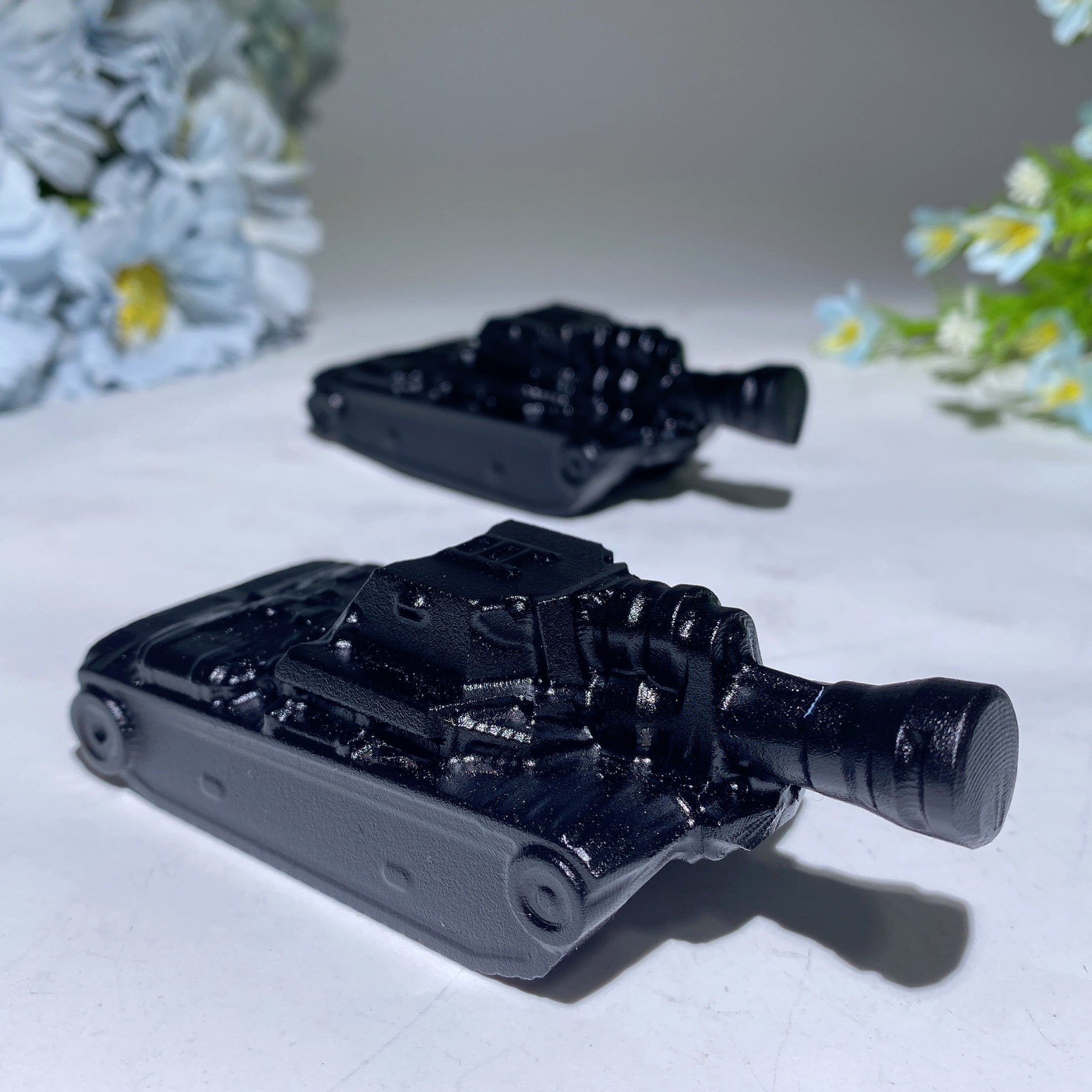 4.0 Inch Black Obsidian Tank Crystal Figurine for Healing