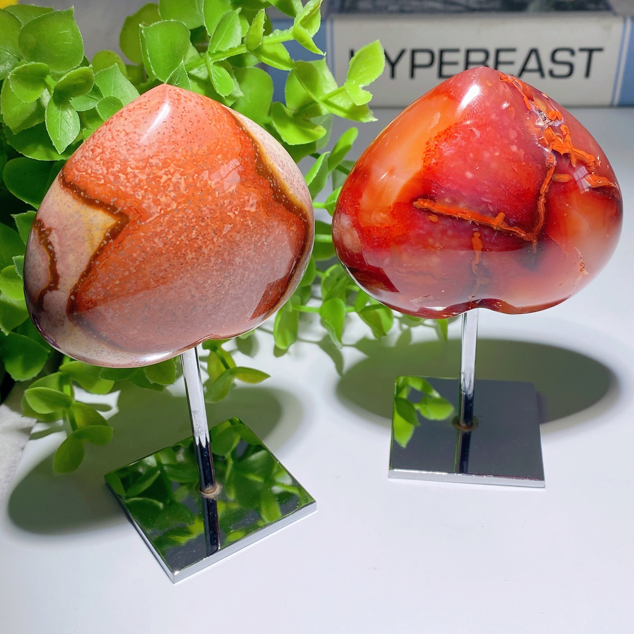 4.0 Inch Carnelian Polychrome Heart Crystal for Emotional Healing