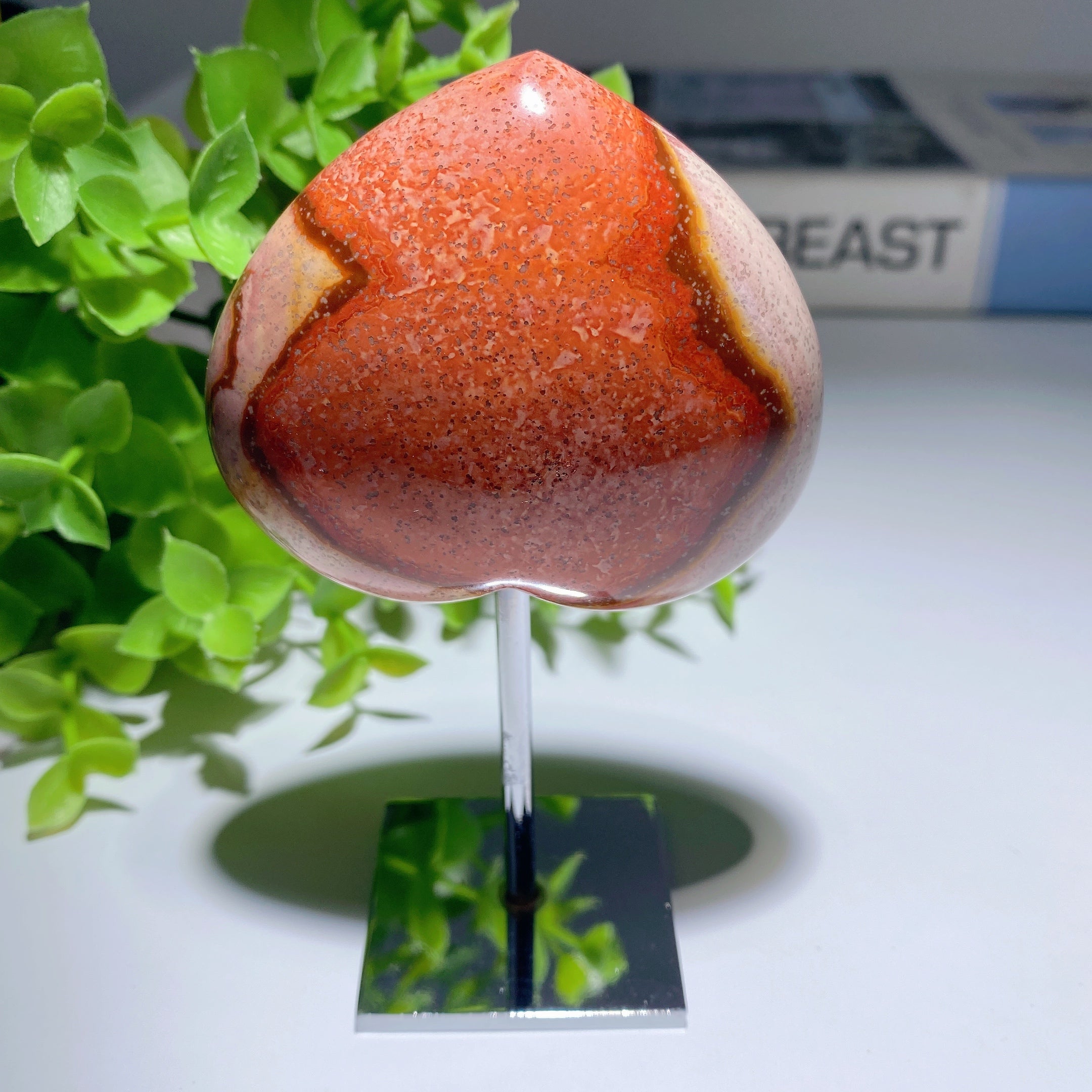 4.0 Inch Carnelian Polychrome Heart Crystal for Emotional Healing