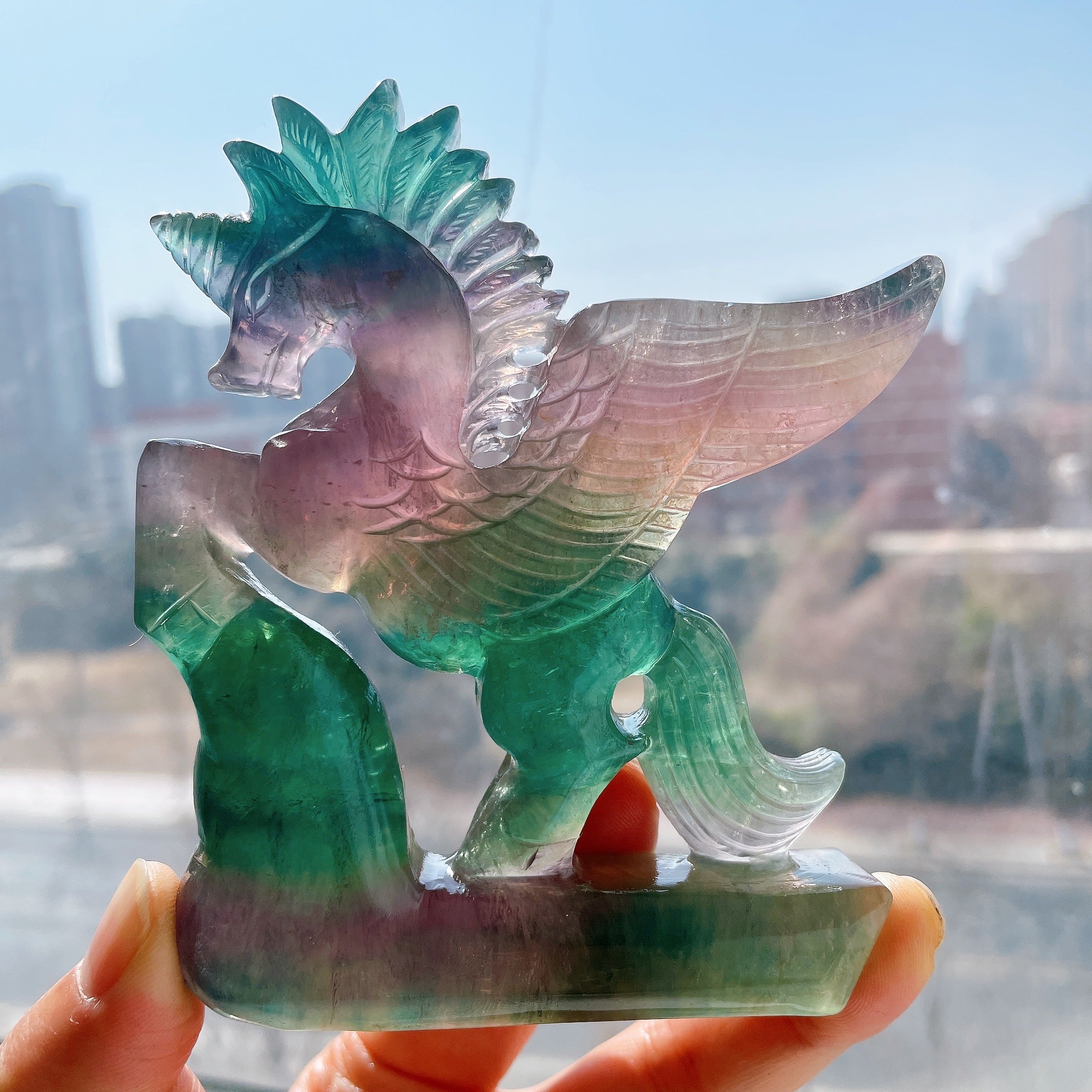 4.0 Inch Fluorite Unicorn Crystal Figurine Carving