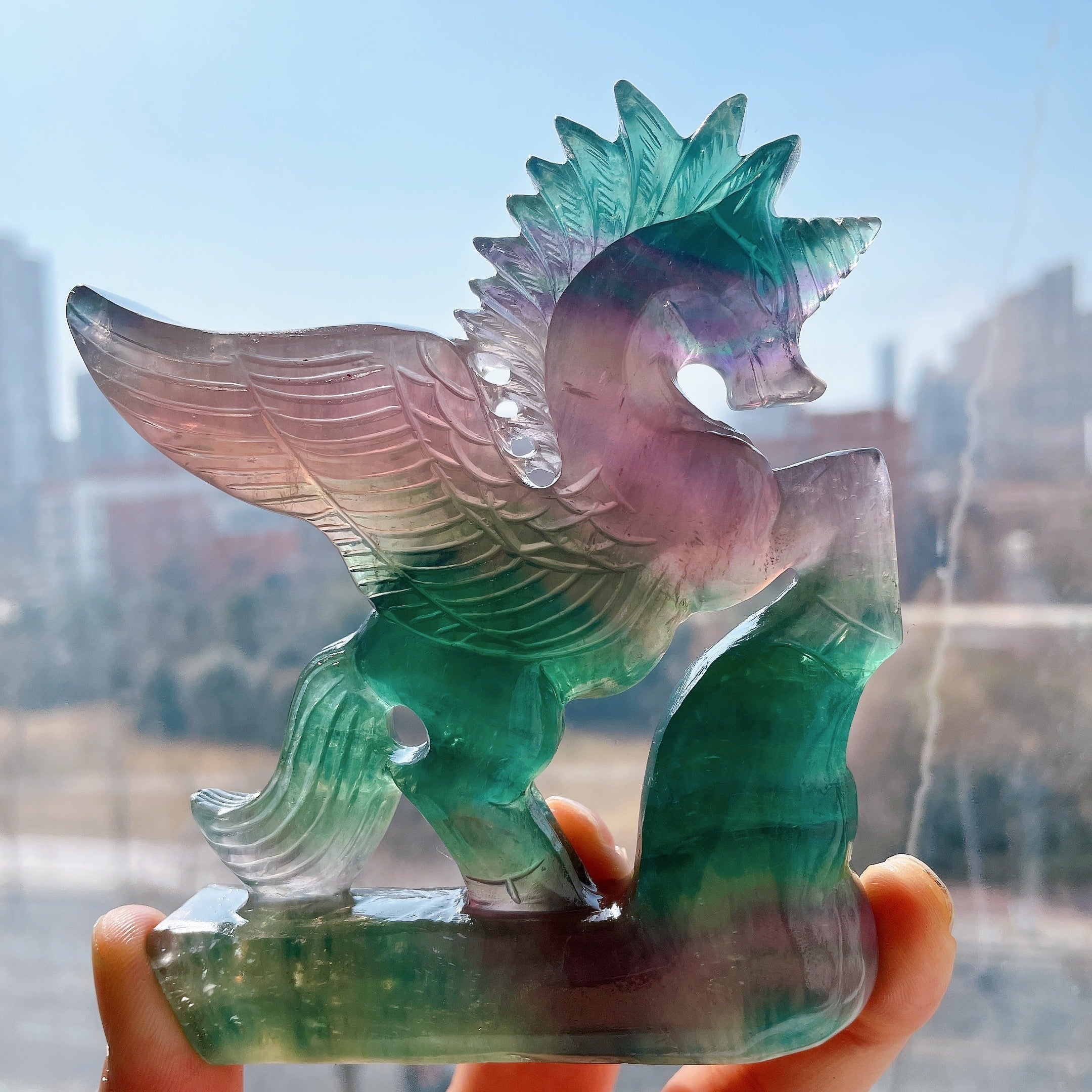 4.0 Inch Fluorite Unicorn Crystal Figurine Carving