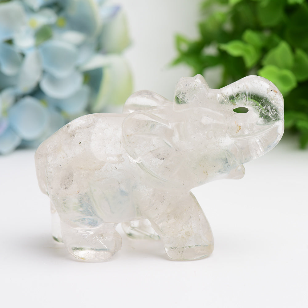 4.0-inch Mixed Crystal Elephant Carving for Spiritual Healing