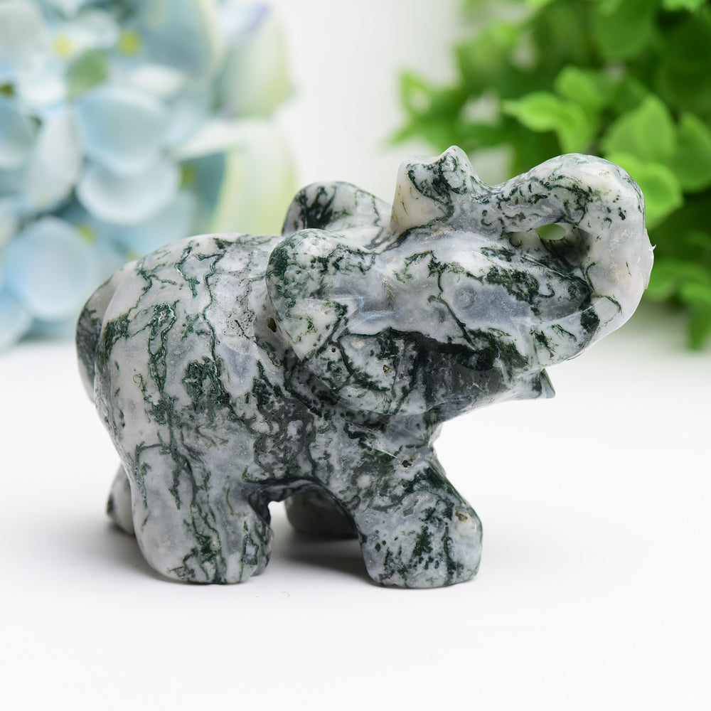 4.0-inch Mixed Crystal Elephant Carving for Spiritual Healing